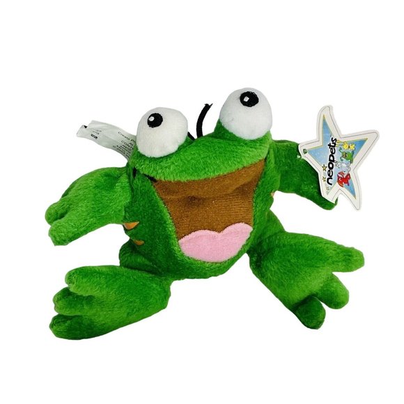 Neopets Green Quiggle Frog McDonalds Mini Promo Plush Stuffed Toy 4" Vintage - Picture 1 of 7